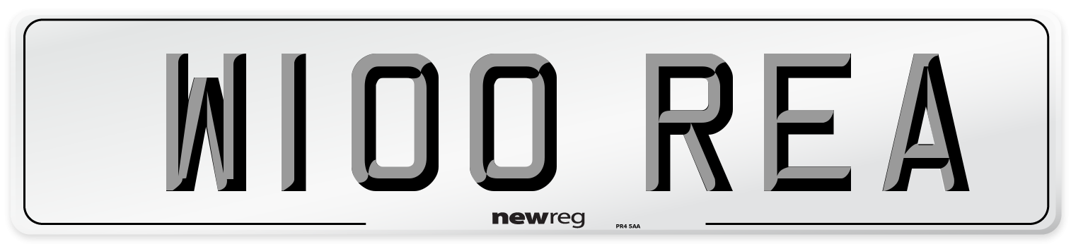 W100 REA Number Plate from New Reg